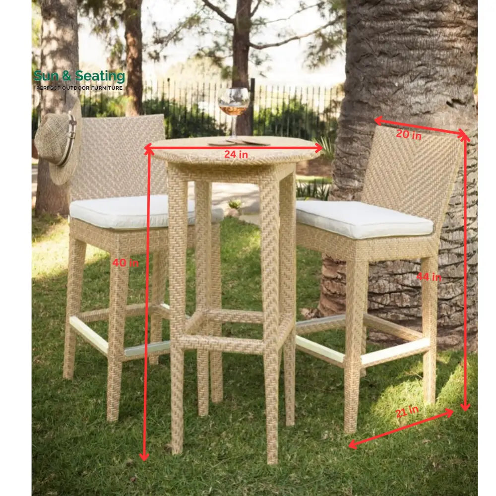 Lombardi Outdoor Patio Bar Sets 2 Chairs and 1 Table (Cream) Bar Sets