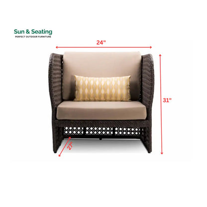 Lombardi Outdoor Sofa Set 2 Seater 2 Single seater and 1 Center Table (Brown) Sofa Sets