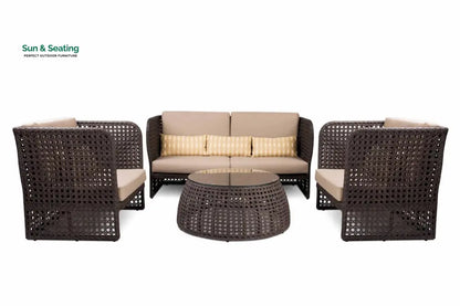 Lombardi Outdoor Sofa Set 2 Seater 2 Single seater and 1 Center Table (Brown) Sofa Sets