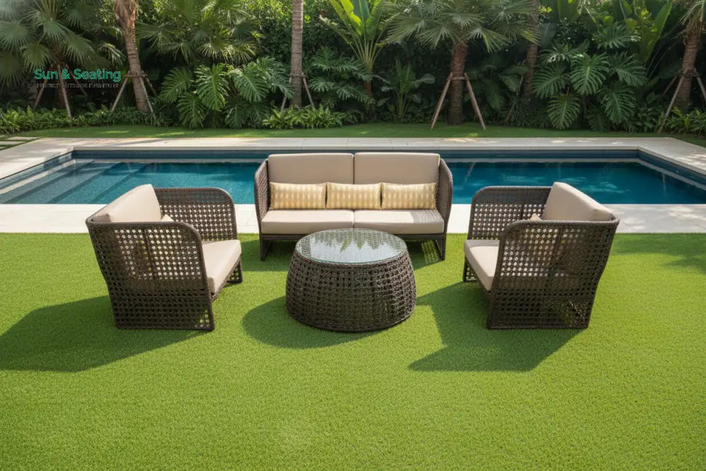 Lombardi Outdoor Sofa Set 2 Seater 2 Single seater and 1 Center Table (Brown) Sofa Sets