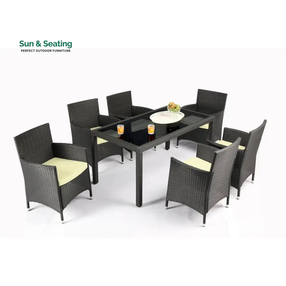 Lombardo Outdoor Patio Dining Set 6 Chairs and 1 Table (Black) Dining sets
