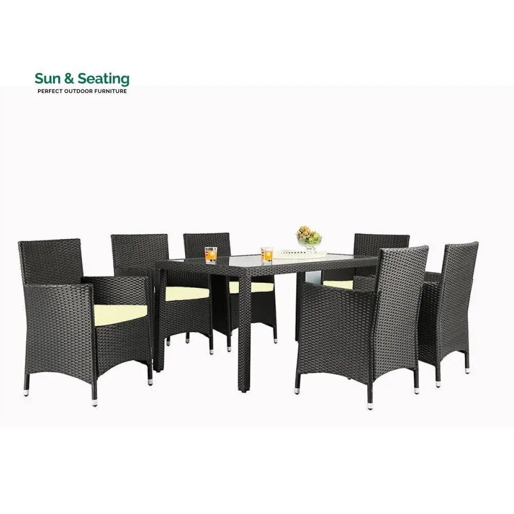Lombardo Outdoor Patio Dining Set 6 Chairs and 1 Table (Black) Dining sets