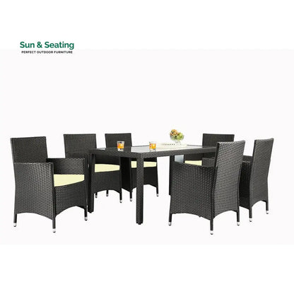 Lombardo Outdoor Patio Dining Set 6 Chairs and 1 Table (Black) Dining sets
