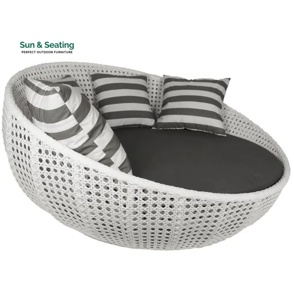 Lombardo Outdoor Poolside Sunbed With Cushion Daybed (White) Sunbed