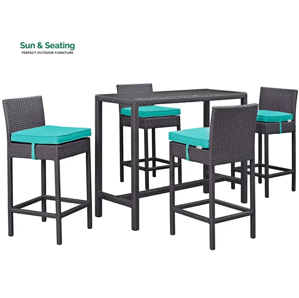 Lomeo Outdoor Patio Bar Sets 4 Chairs and 1 Table (Dark Brown) Bar Sets