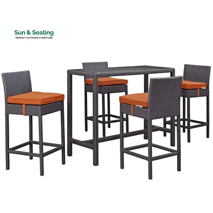 Lomeo Outdoor Patio Bar Sets 4 Chairs and 1 Table (Dark Brown) Bar Sets