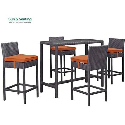 Lomeo Outdoor Patio Bar Sets 4 Chairs and 1 Table (Dark Brown) Bar Sets