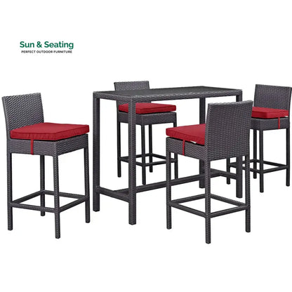 Lomeo Outdoor Patio Bar Sets 4 Chairs and 1 Table (Dark Brown) Bar Sets