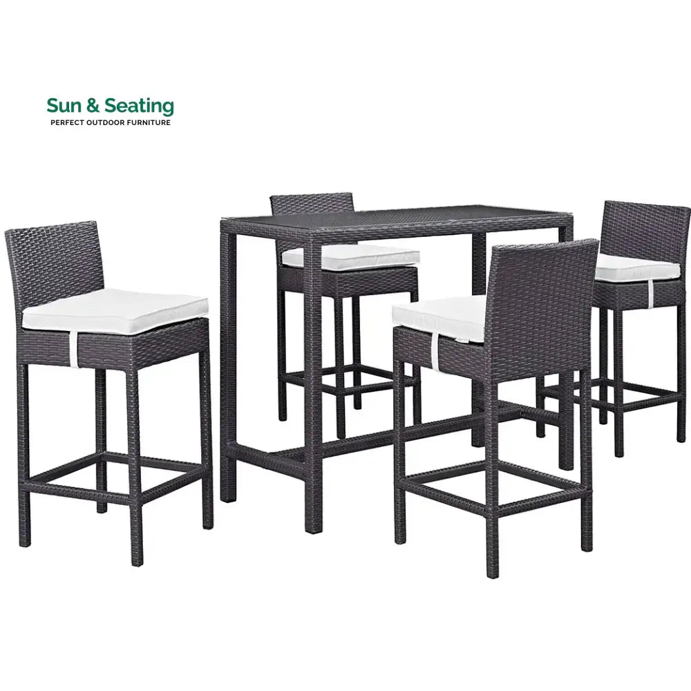 Lomeo Outdoor Patio Bar Sets 4 Chairs and 1 Table (Dark Brown) Bar Sets