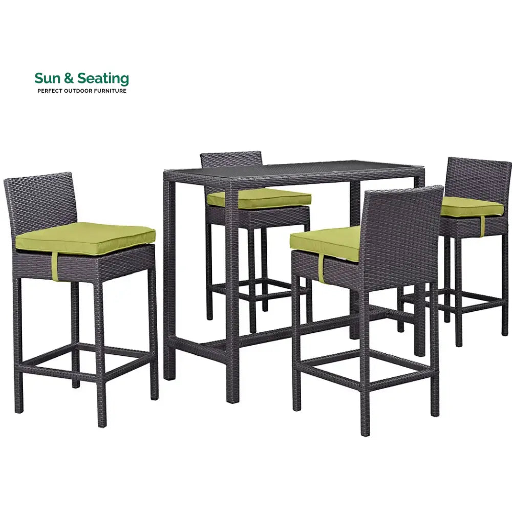 Lomeo Outdoor Patio Bar Sets 4 Chairs and 1 Table (Dark Brown) Bar Sets