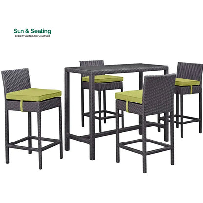 Lomeo Outdoor Patio Bar Sets 4 Chairs and 1 Table (Dark Brown) Bar Sets