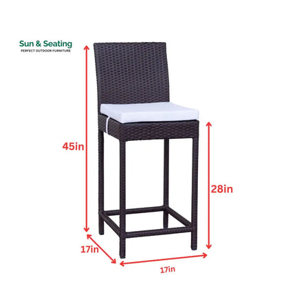 Lomeo Outdoor Patio Bar Sets 4 Chairs and 1 Table (Dark Brown) Bar Sets