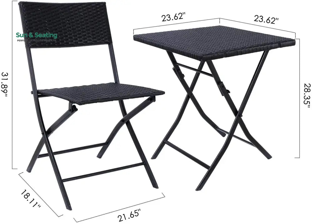 Lona Outdoor Patio Seating Set 2 Chairs and 1 Table Set (Black) Coffee Table Sets
