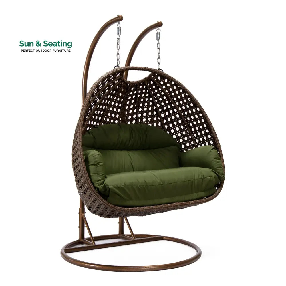 Longo Double Seater Hanging Swing With Stand For Balcony Garden Swing (Brown) Swings