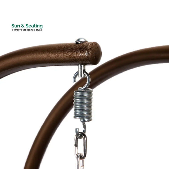 Longo Double Seater Hanging Swing With Stand For Balcony Garden Swing (Brown) Swings