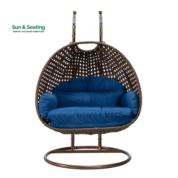 Longo Double Seater Hanging Swing With Stand For Balcony Garden Swing (Brown) Swings