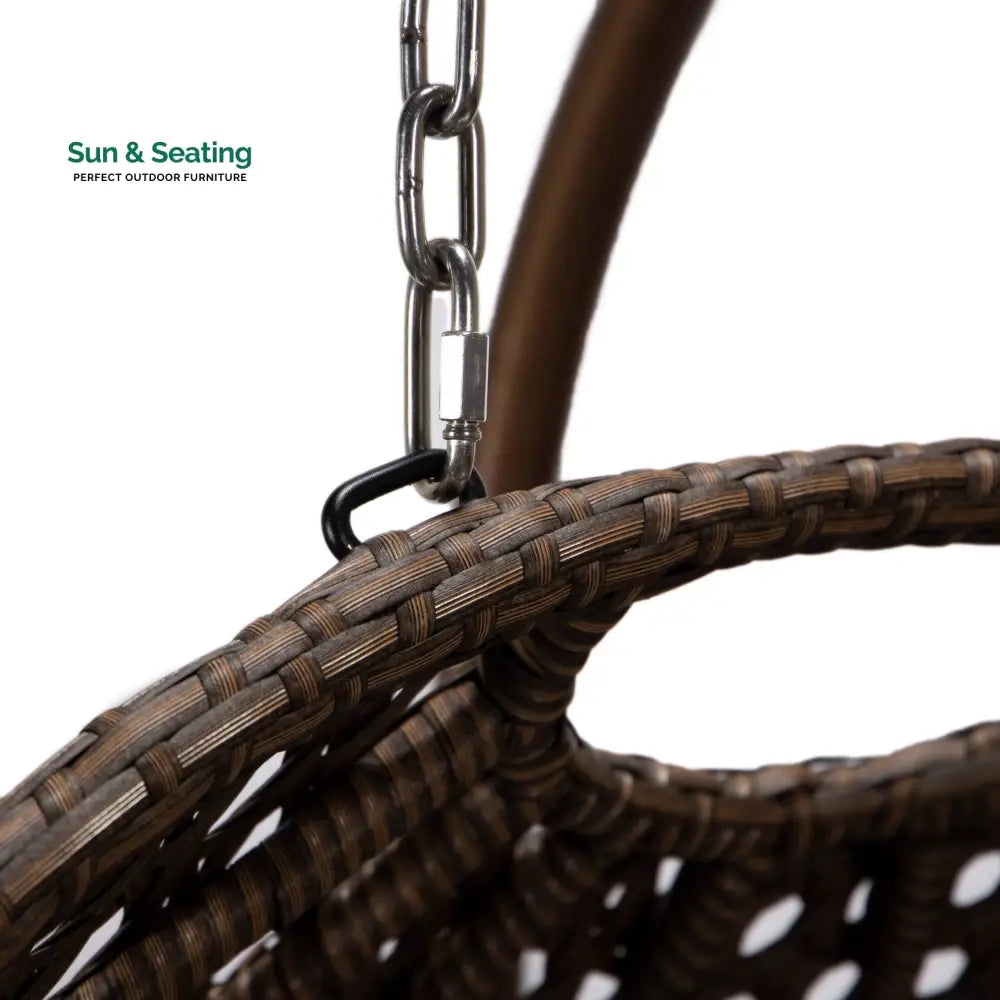 Longo Double Seater Hanging Swing With Stand For Balcony Garden Swing (Brown) Swings