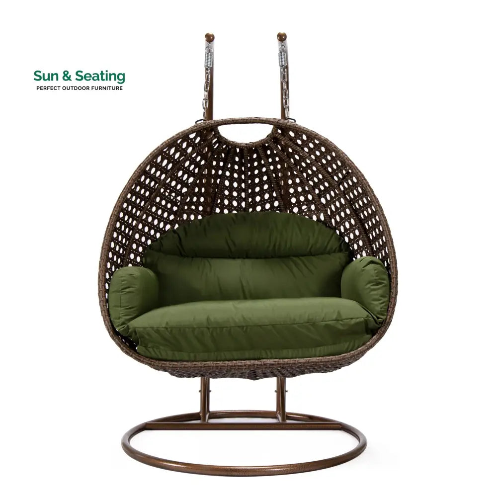 Longo Double Seater Hanging Swing With Stand For Balcony Garden Swing (Brown) Swings