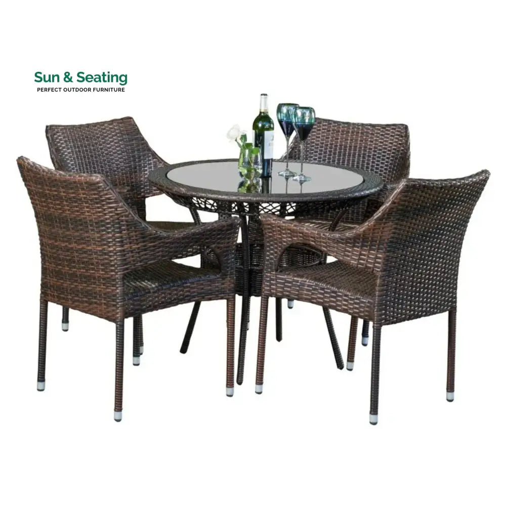Lopamudra Outdoor All-Weather Resistant Rattan Wicker 5-Piece Dining Set Dining Set