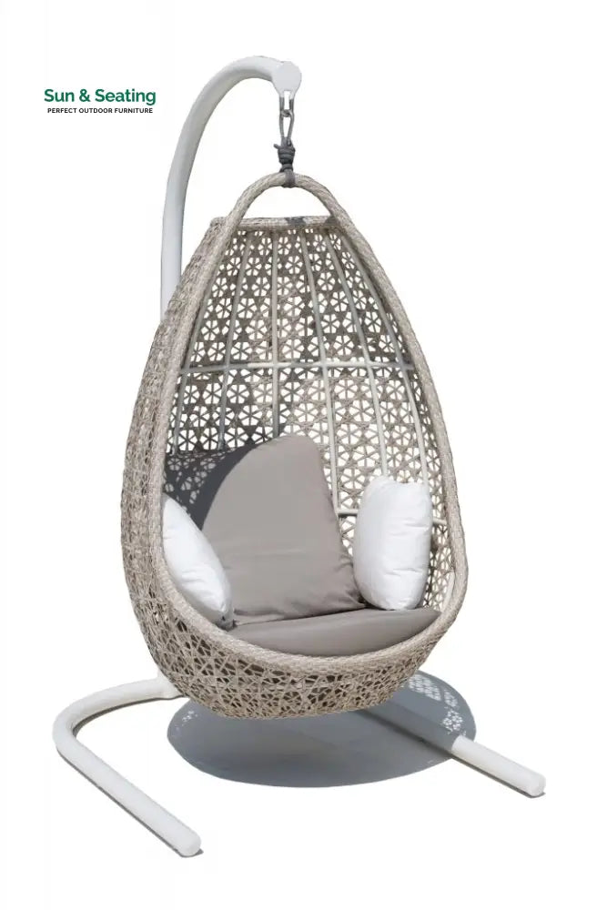 Lorenzo Single Seater Hanging Swing With Stand For Balcony Garden Swing (Silver) Swings