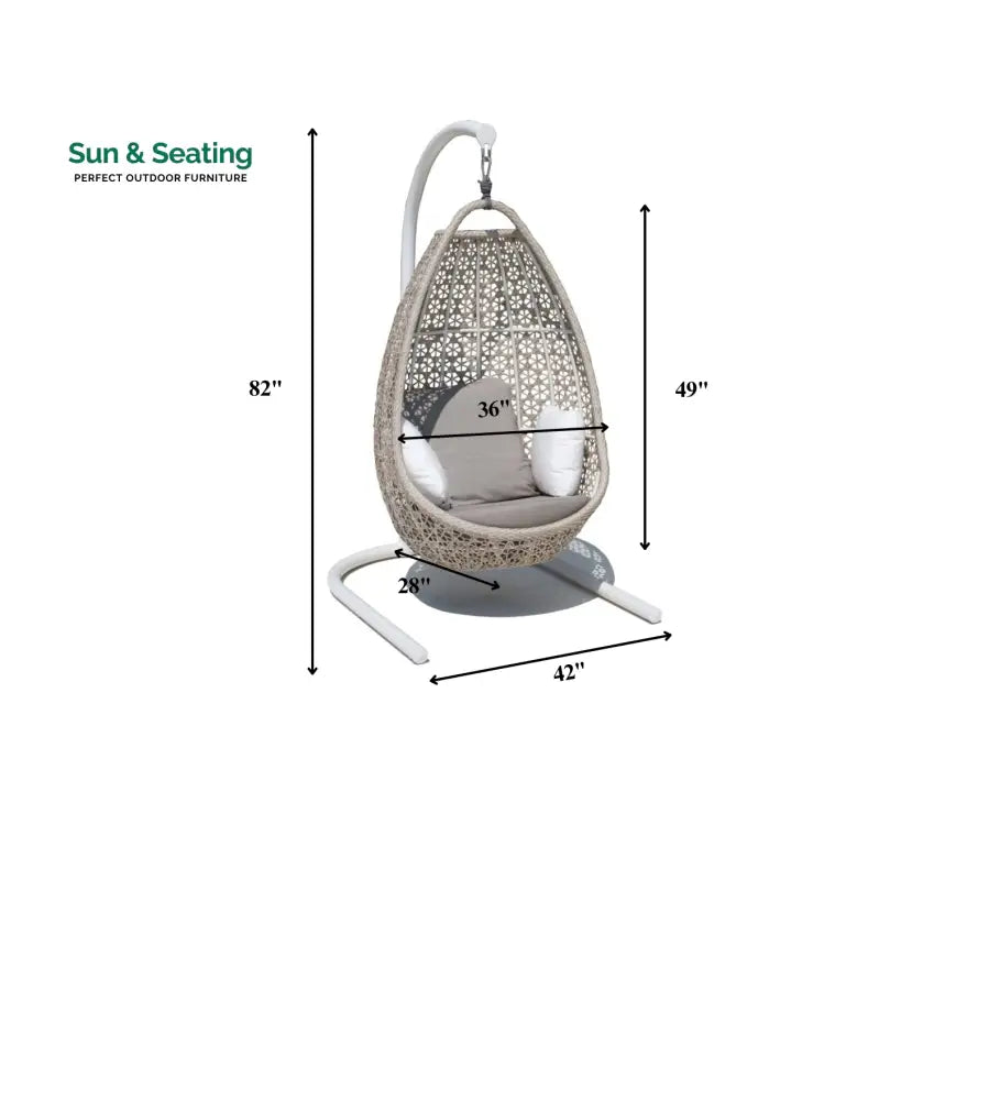 Lorenzo Single Seater Hanging Swing With Stand For Balcony Garden Swing (Silver) Swings