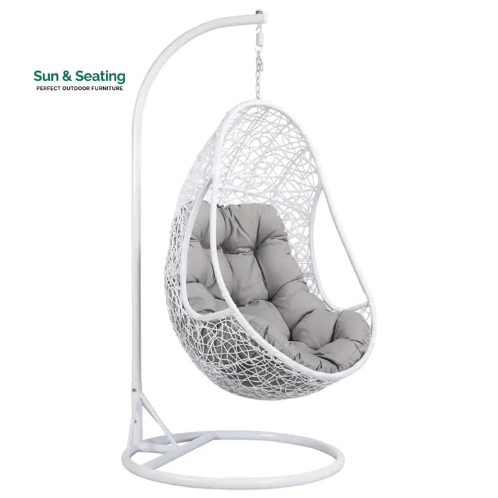 Lothario Single Seater Hanging Swing With Stand For Balcony Garden Swing (White) Swings