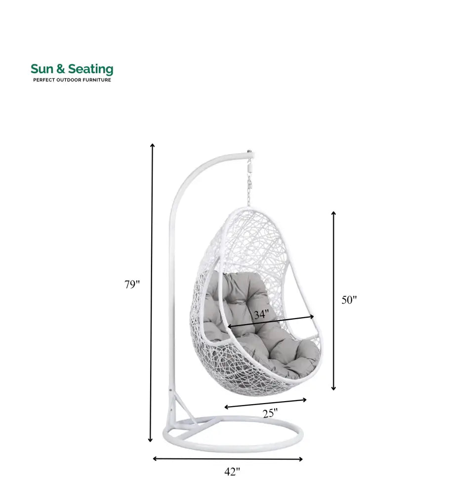 Lothario Single Seater Hanging Swing With Stand For Balcony Garden Swing (White) Swings