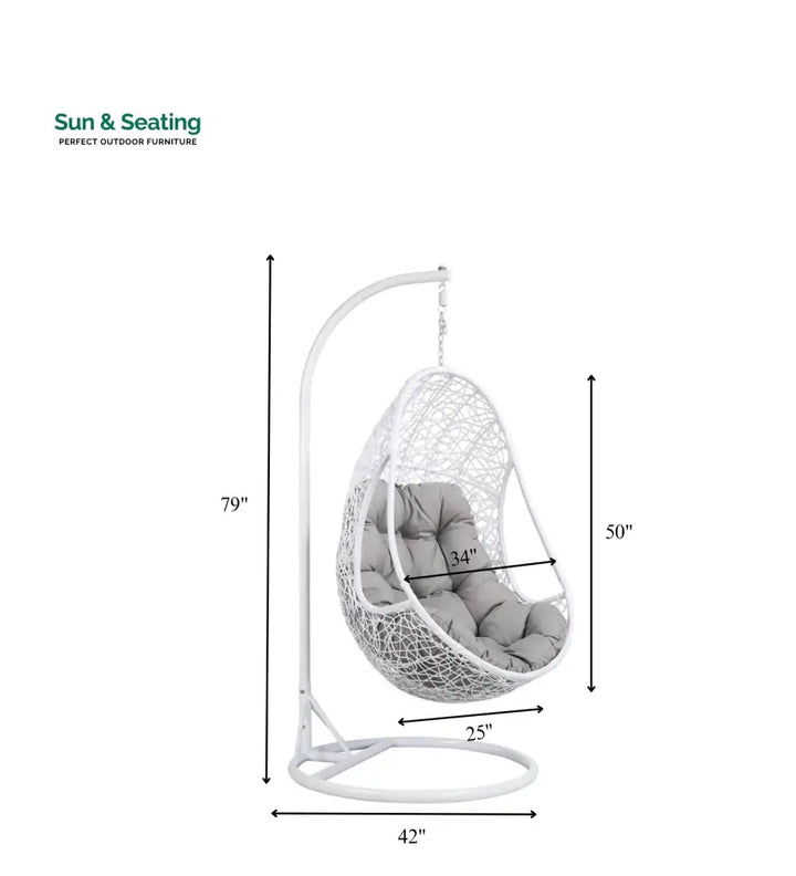 Lothario Single Seater Hanging Swing With Stand For Balcony Garden Swing (White) Swings