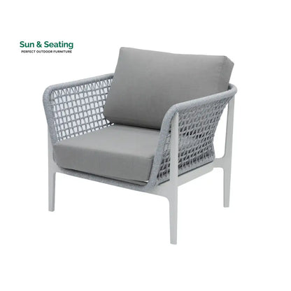 Louella Outdoor Garden Balcony Sofa Set 5 Seater 1 Single seater and 1 Center Table Set Braid & Rope(Grey) Sofa Sets