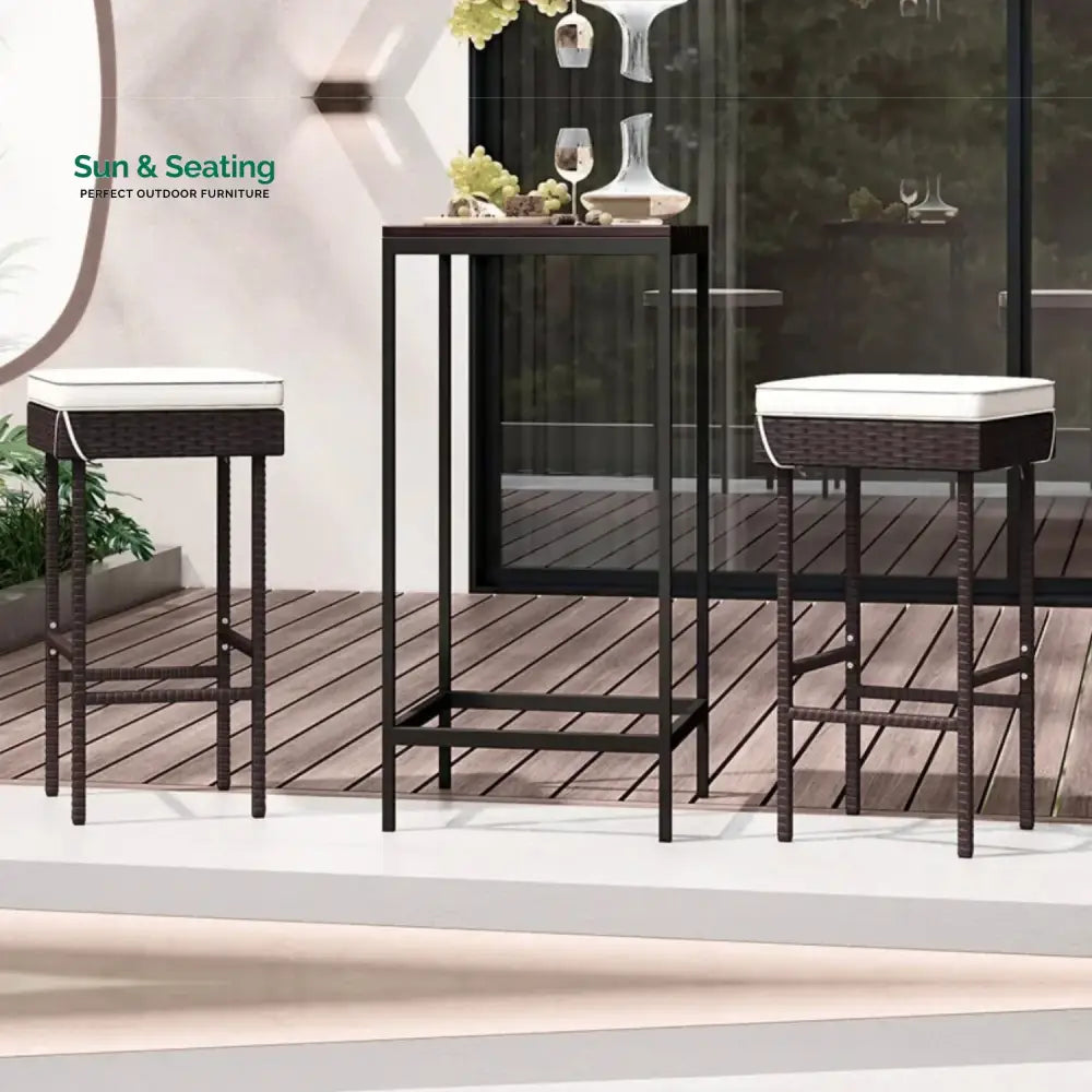 Lourdes 2-Piece Rattan Wicker Patio Bar Stools Bar Chairs