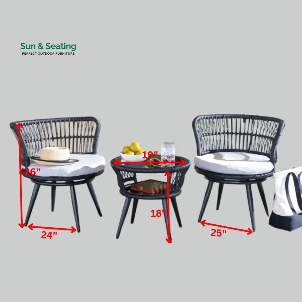 Lourdes Outdoor Patio Seating Set 2 Chairs and 1 Table Set Coffee Table Sets
