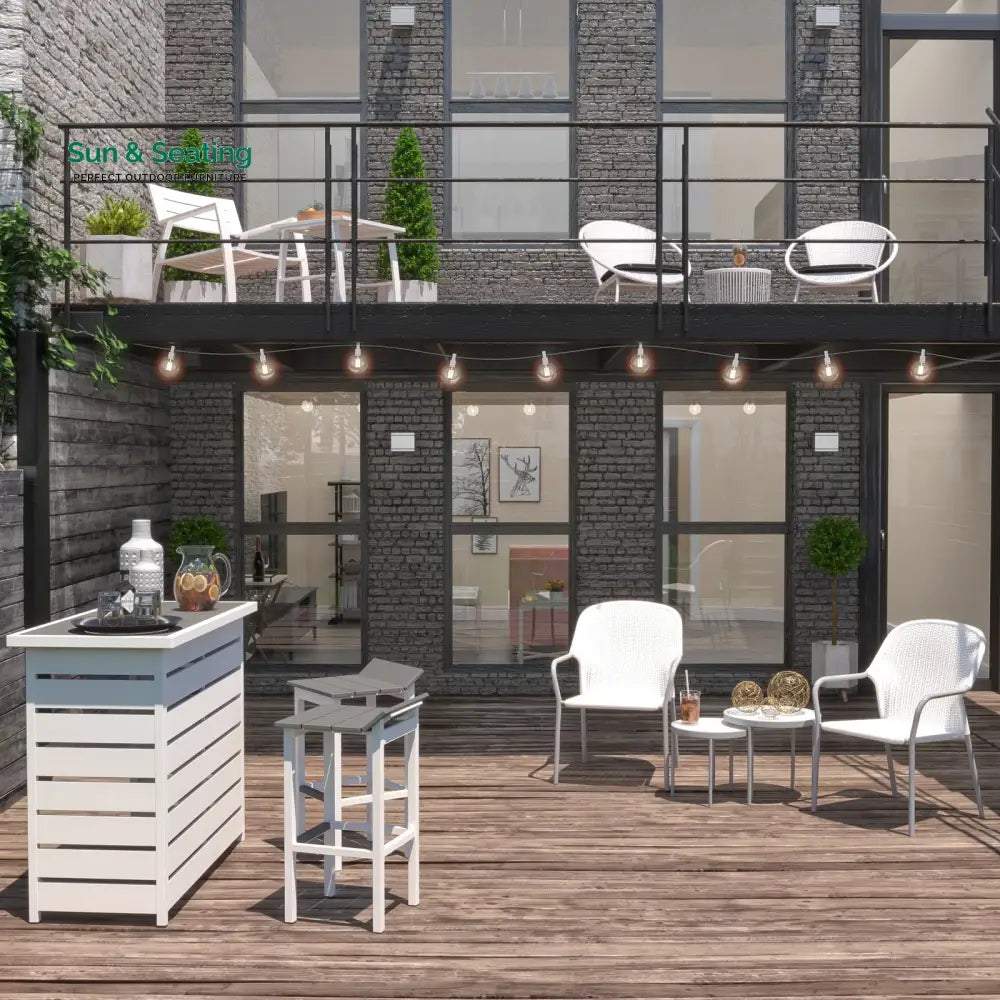 Loving Outdoor Patio Seating Set 2 Chairs and 1 Table Set (White) Coffee Table Sets