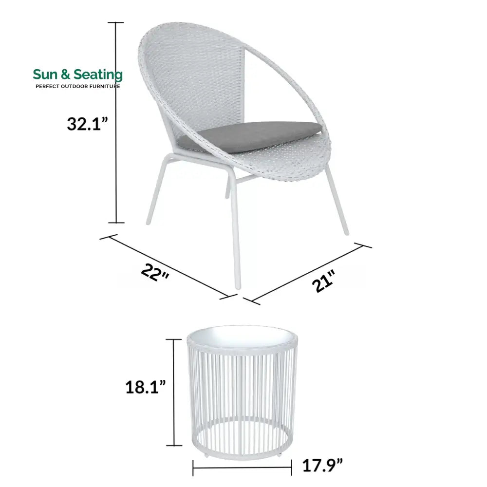 Loving Outdoor Patio Seating Set 2 Chairs and 1 Table Set (White) Coffee Table Sets