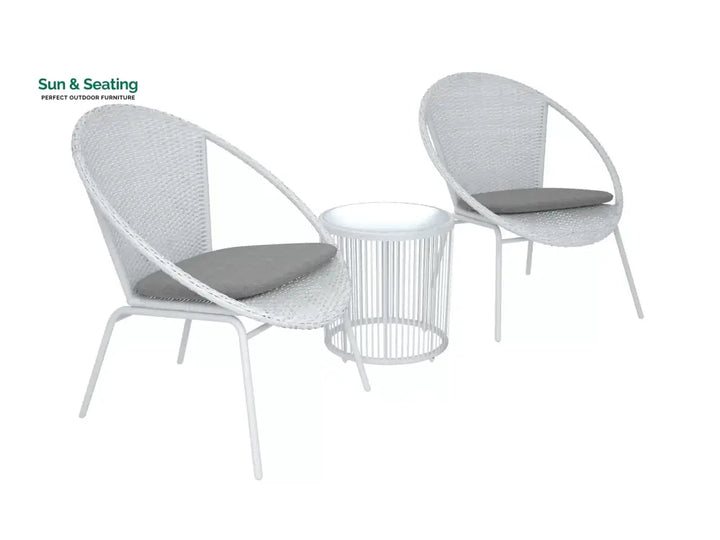 Loving Outdoor Patio Seating Set 2 Chairs and 1 Table Set (White) Coffee Table Sets