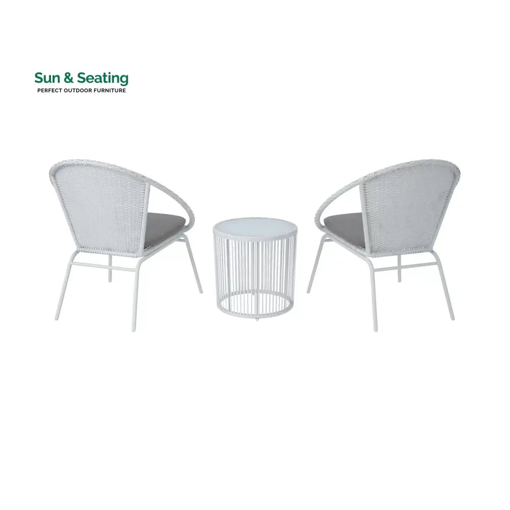 Loving Outdoor Patio Seating Set 2 Chairs and 1 Table Set (White) Coffee Table Sets