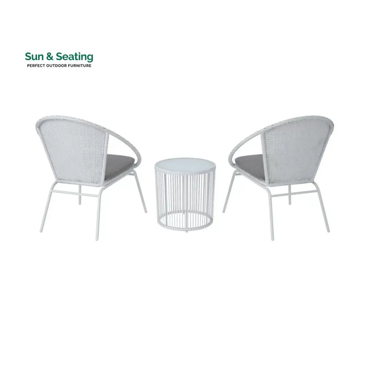Loving Outdoor Patio Seating Set 2 Chairs and 1 Table Set (White) Coffee Table Sets