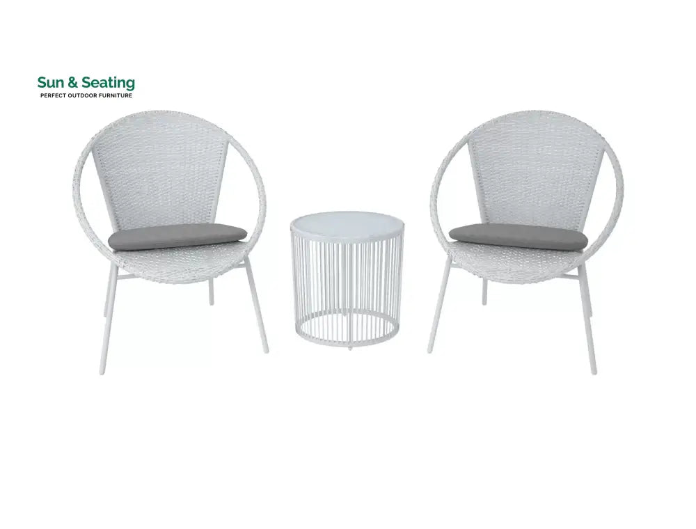 Loving Outdoor Patio Seating Set 2 Chairs and 1 Table Set (White) Coffee Table Sets