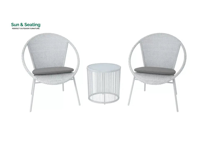 Loving Outdoor Patio Seating Set 2 Chairs and 1 Table Set (White) Coffee Table Sets