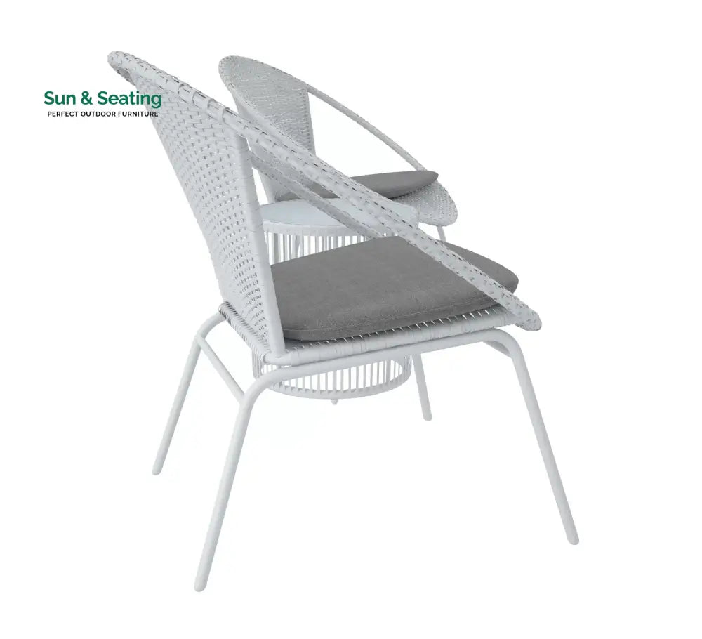 Loving Outdoor Patio Seating Set 2 Chairs and 1 Table Set (White) Coffee Table Sets