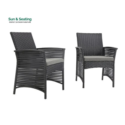 Luca Outdoor Patio Dining Set 4 Chairs and 1 Table (Black) Dining sets