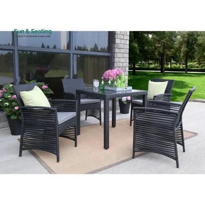 Luca Outdoor Patio Dining Set 4 Chairs and 1 Table (Black) Dining sets