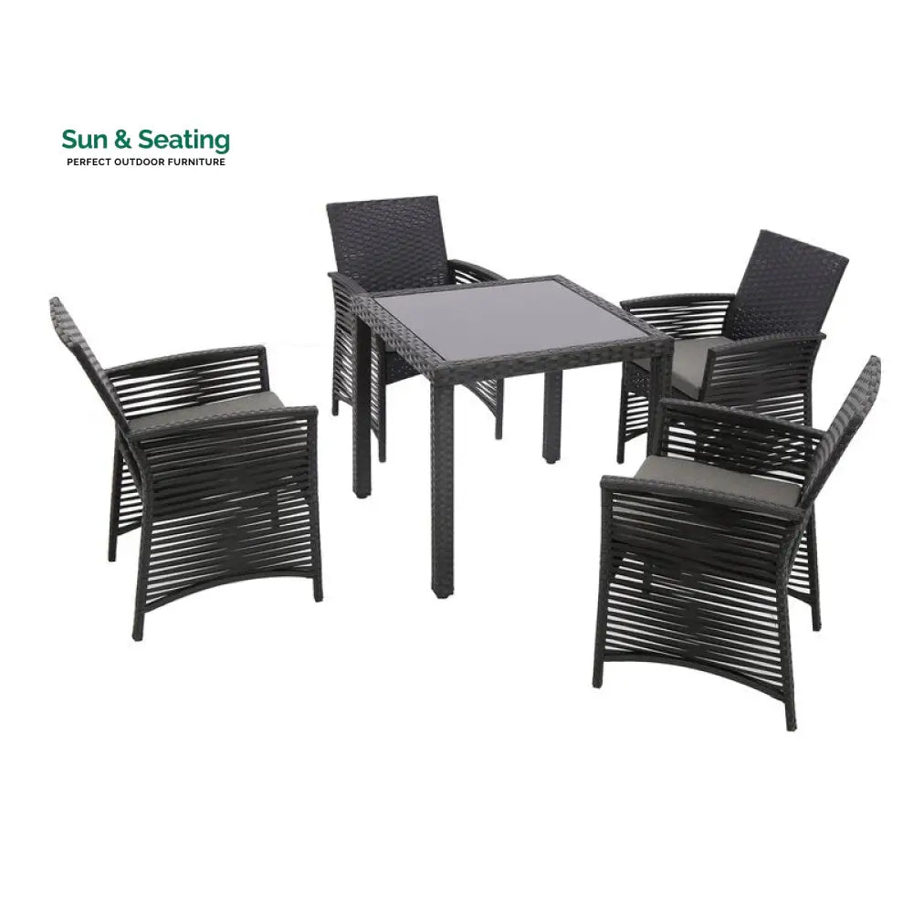 Luca Outdoor Patio Dining Set 4 Chairs and 1 Table (Black) Dining sets