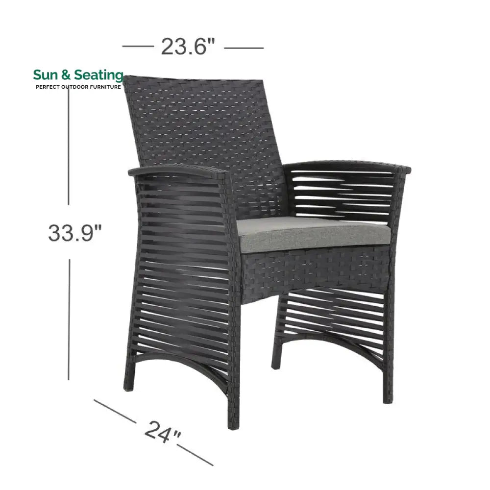 Luca Outdoor Patio Dining Set 4 Chairs and 1 Table (Black) Dining sets