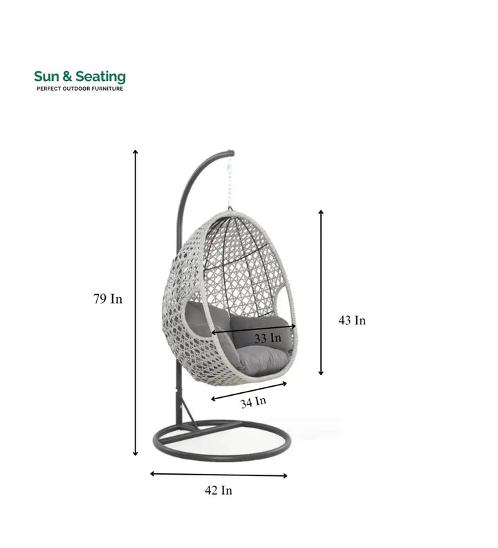 Luca Single Seater Hanging Swing With Stand For Balcony Garden Swing (White) Swings