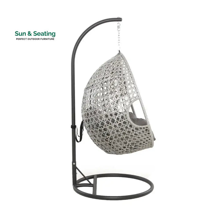 Luca Single Seater Hanging Swing With Stand For Balcony Garden Swing (White) Swings