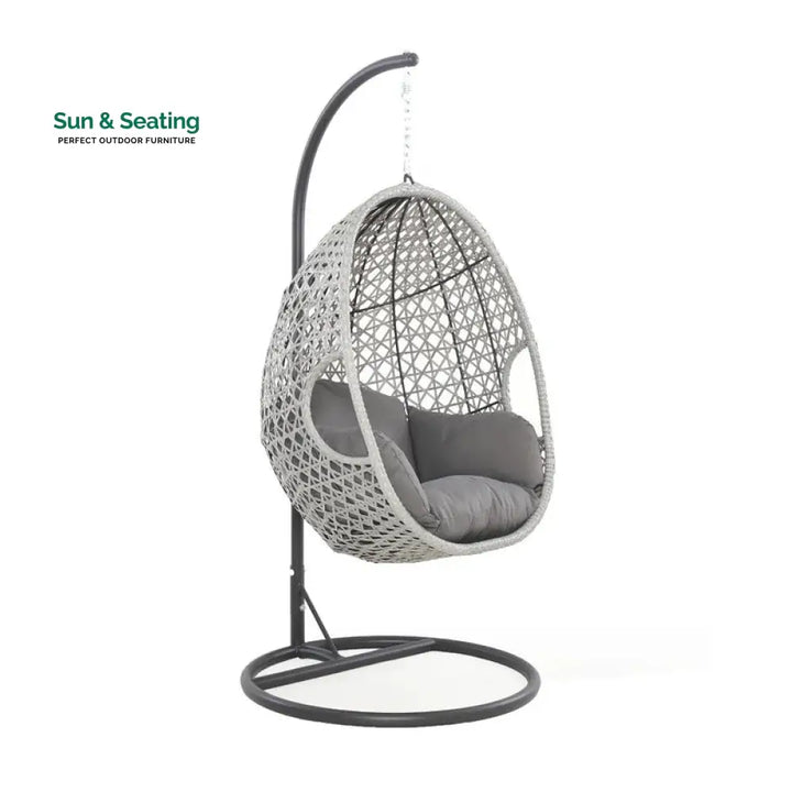 Luca Single Seater Hanging Swing With Stand For Balcony Garden Swing (White) Swings