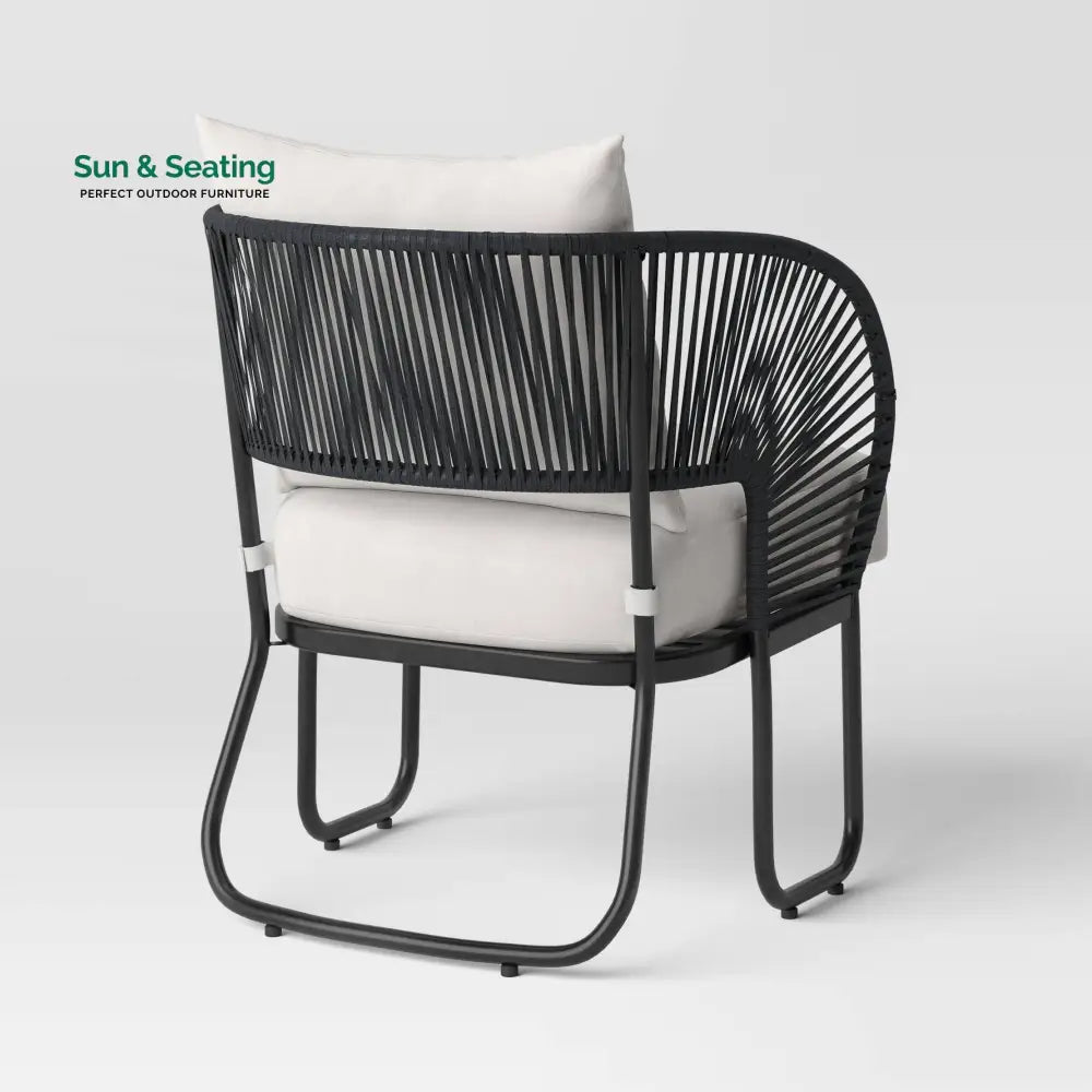 Lucas Outdoor Sofa Set 2 Seater 2 Single seater and 1 Center Table Set (Black) Braided &amp; Rope Sofa Sets