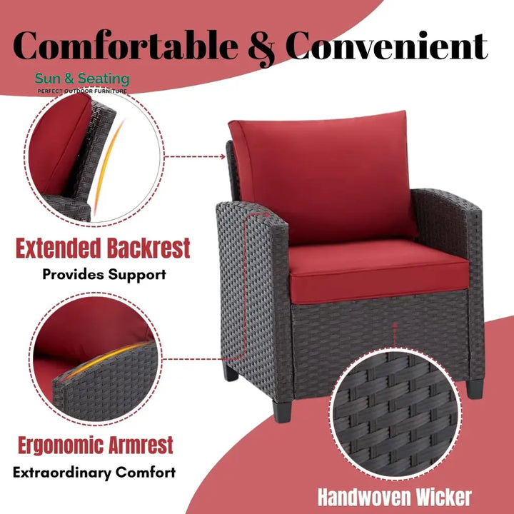 Lucía 3-Piece Outdoor Rattan Wicker Patio Set Patio Set