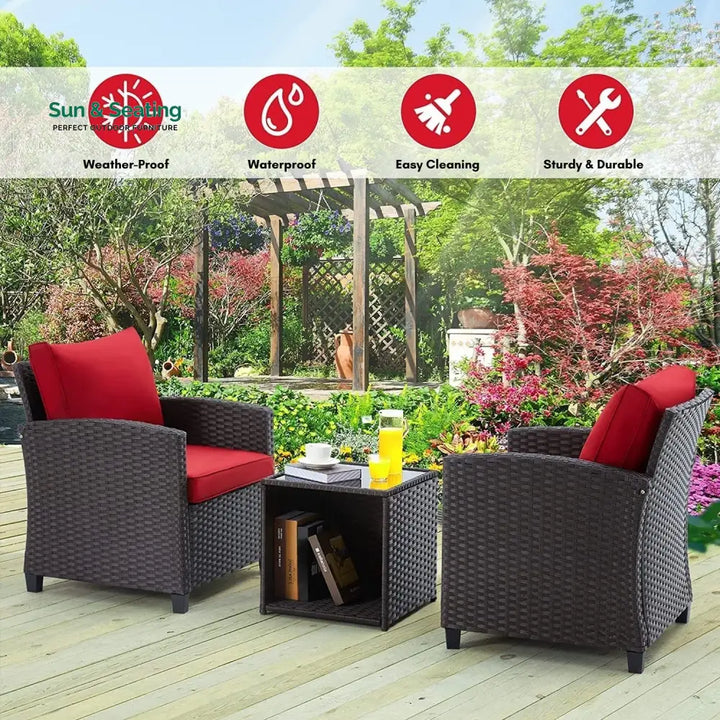 Lucía 3-Piece Outdoor Rattan Wicker Patio Set Patio Set