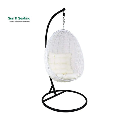 Luciana Single Seater Hanging Swing With Stand For Balcony Garden Swing (White) Off- White Swings